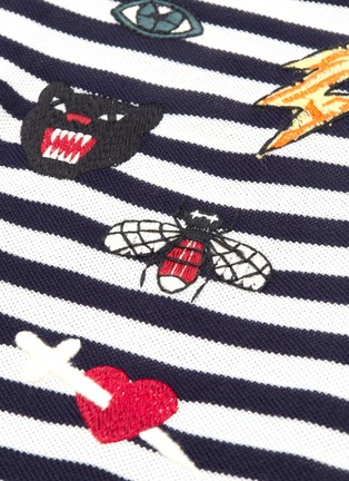  - GUCCI - Mix motif embroidered stripe knit polo shirt