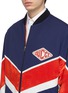 Detail View - Click To Enlarge - GUCCI - Detachable hood logo patch contrast chevron stripe jacket
