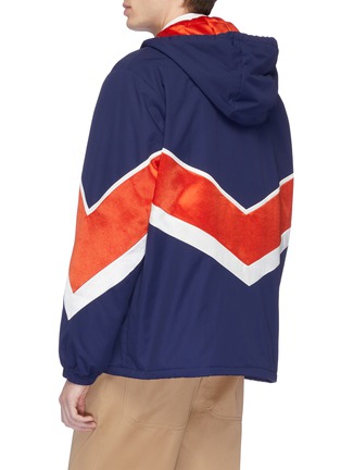 Back View - Click To Enlarge - GUCCI - Detachable hood logo patch contrast chevron stripe jacket