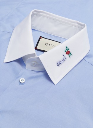  - GUCCI - Logo floral embroidered collar shirt