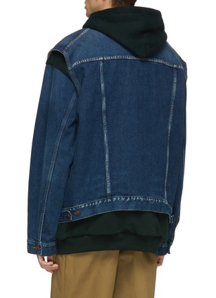 Back View - Click To Enlarge - BALENCIAGA - 'Twinset' denim vest and patchwork hoodie