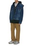 Figure View - Click To Enlarge - BALENCIAGA - 'Twinset' denim vest and patchwork hoodie