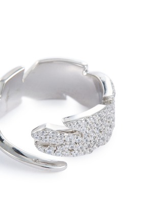 Detail View - Click To Enlarge - HEFANG - 'Quill' cubic zirconia silver open ring
