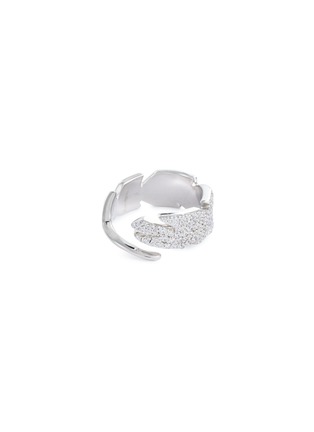 Main View - Click To Enlarge - HEFANG - 'Quill' cubic zirconia silver open ring