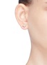 Figure View - Click To Enlarge - HEFANG - 'Quill' cubic zirconia silver mismatched stud earrings