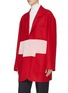 Detail View - Click To Enlarge - VICTORIA BECKHAM - Belted colourblock virgin wool twill coat