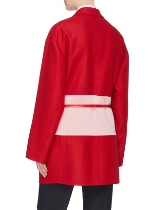 Back View - Click To Enlarge - VICTORIA BECKHAM - Belted colourblock virgin wool twill coat