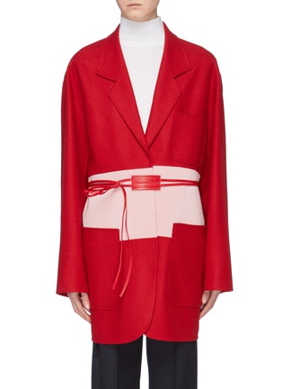 Main View - Click To Enlarge - VICTORIA BECKHAM - Belted colourblock virgin wool twill coat