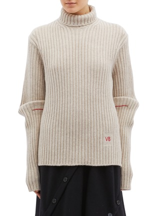 Main View - Click To Enlarge - VICTORIA BECKHAM - Folded sleeve wool rib knit sweater