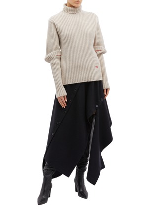 Figure View - Click To Enlarge - VICTORIA BECKHAM - Folded sleeve wool rib knit sweater