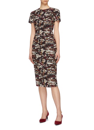 Figure View - Click To Enlarge - VICTORIA BECKHAM - Camouflage jacquard T-shirt dress