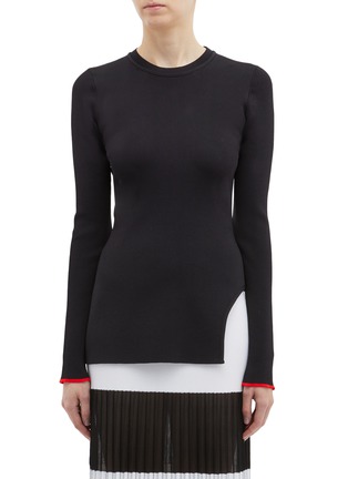 Main View - Click To Enlarge - VICTORIA BECKHAM - Curved hem knit long sleeve top