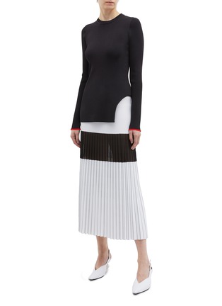 Figure View - Click To Enlarge - VICTORIA BECKHAM - Curved hem knit long sleeve top