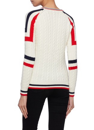 Back View - Click To Enlarge - PERFECT MOMENT - 'Tignes' contrast stripe Merino wool cable knit sweater