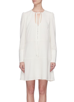 Main View - Click To Enlarge - PROENZA SCHOULER - Cutout tie neck tiered crepe dress