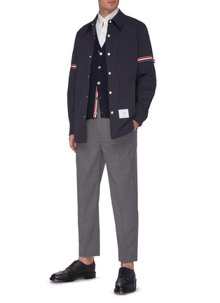 Figure View - Click To Enlarge - THOM BROWNE  - Tricolour Armband Shirt Jacket