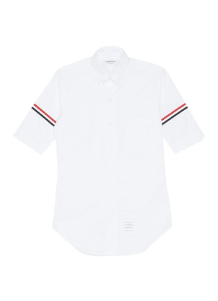 Main View - Click To Enlarge - THOM BROWNE - Stripe armband short sleeve oxford shirt