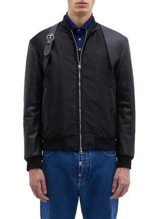 Main View - Click To Enlarge - ALEXANDER MCQUEEN - Belted leather panel bomber jacket