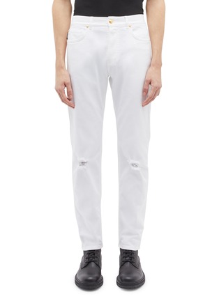 Main View - Click To Enlarge - VERSACE - Ripped slim fit knee jeans