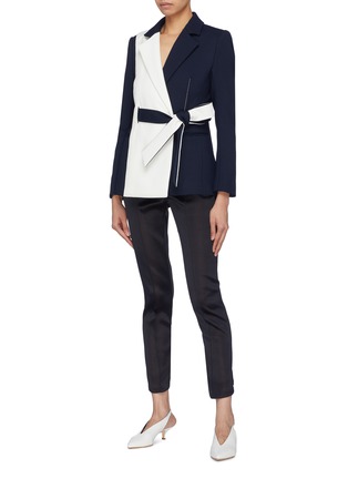 Figure View - Click To Enlarge - COMME MOI - Belted colourblock blazer