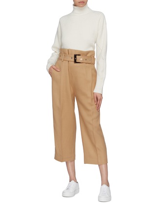 Figure View - Click To Enlarge - COMME MOI - Belted paperbag waist culottes