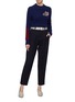 Figure View - Click To Enlarge - COMME MOI - Contrast belted twill pants