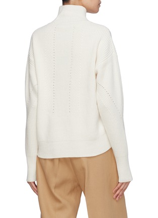 Back View - Click To Enlarge - COMME MOI - Split hem wool-cashmere rib knit turtleneck sweater