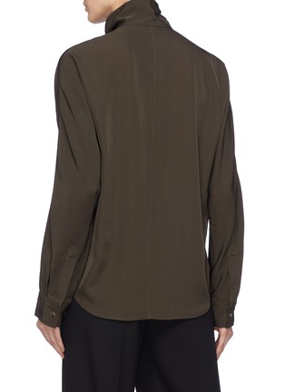 Back View - Click To Enlarge - COMME MOI - Tie neck chest pocket twill shirt