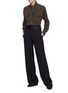 Figure View - Click To Enlarge - COMME MOI - Tie neck chest pocket twill shirt