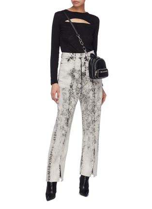Figure View - Click To Enlarge - TRE BY NATALIE RATABESI - 'Fiona' Split cuff bleached jeans