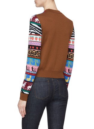 Back View - Click To Enlarge - MIU MIU - Colourblock graphic virgin wool jacquard sweater