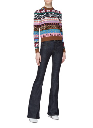 Figure View - Click To Enlarge - MIU MIU - Colourblock graphic virgin wool jacquard sweater