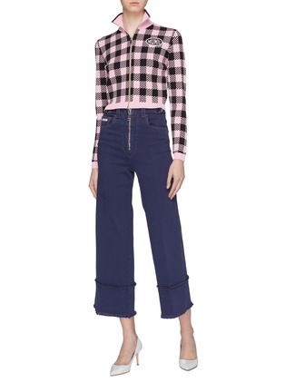 Figure View - Click To Enlarge - MIU MIU - Frayed flared cuff jeans