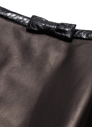  - MIU MIU - Masked watersnake bow belted leather mini skirt