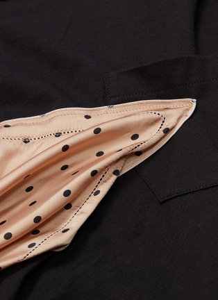  - SACAI - Polka dot print scarf sleeve panel T-shirt