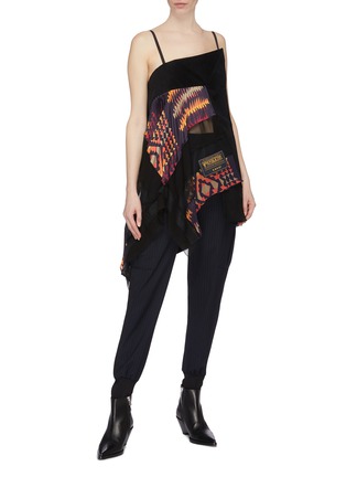 Figure View - Click To Enlarge - SACAI - x Pendleton graphic print panel mesh ruffle camisole top