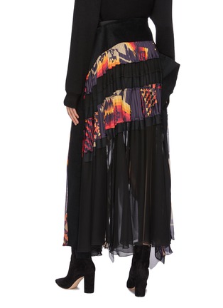 Back View - Click To Enlarge - SACAI - x Pendleton graphic print panelled pleated skirt