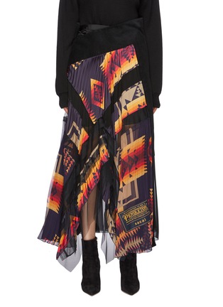 Main View - Click To Enlarge - SACAI - x Pendleton graphic print panelled pleated skirt