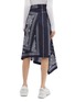 Back View - Click To Enlarge - SACAI - Buckled asymmetric drape bandana print skirt