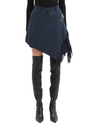 Main View - Click To Enlarge - SACAI - Buckled fringe wrap panel pinstripe shorts