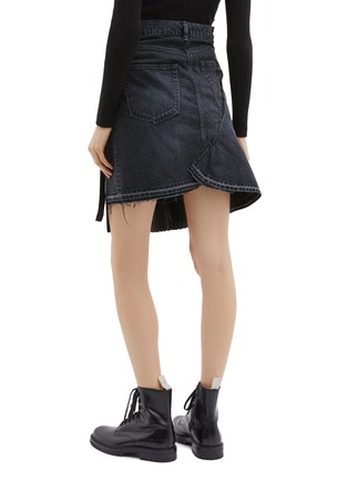 Back View - Click To Enlarge - SACAI - Buckled pleated wrap panel denim skirt