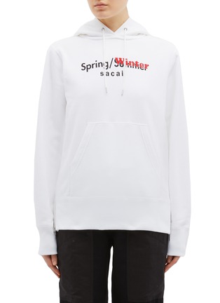 Main View - Click To Enlarge - SACAI - 'Spring Winter' slogan logo print zip outseam hoodie