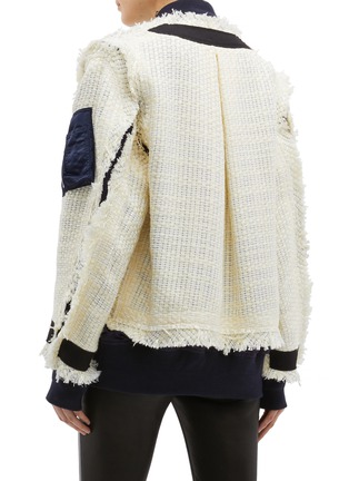 Back View - Click To Enlarge - SACAI - Contrast trim frayed tweed bomber jacket