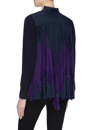 Back View - Click To Enlarge - SACAI - Pleated lace panel back cardigan