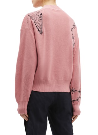 Back View - Click To Enlarge - SACAI - x Dr. Woo zip outseam graphic embroidered mock neck sweater
