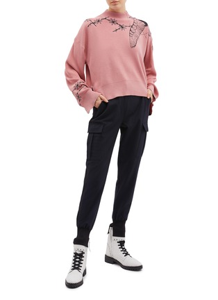 Figure View - Click To Enlarge - SACAI - x Dr. Woo zip outseam graphic embroidered mock neck sweater