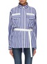 Main View - Click To Enlarge - SACAI - Belted cutout back stripe high neck shirt