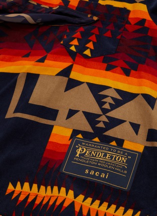  - SACAI - x Pendleton drape sleeve panel graphic print T-shirt
