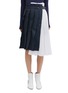 Main View - Click To Enlarge - SACAI - Buckled drawstring colourblock pleated asymmetric skirt