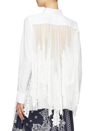 Back View - Click To Enlarge - SACAI - Pleated lace panel tulle back shirt